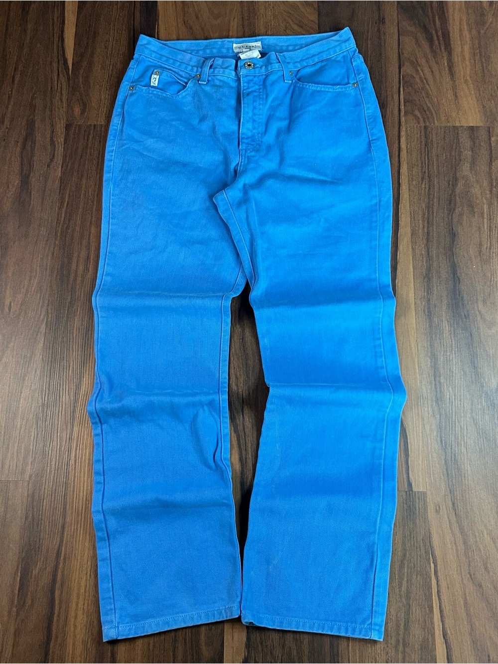 Vintage 90s Guess Men's Vibrant Blue straight leg Jeans